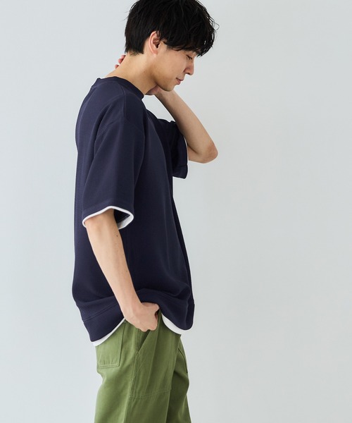 coca(coca)(コカ)の「メンズ エンボスレイヤード風Tシャツ(Tシャツ/カットソー・メンズ・アイボリー/ダークグリーン/ネイビー/ブラック・M/XL/L)」の16枚目の写真