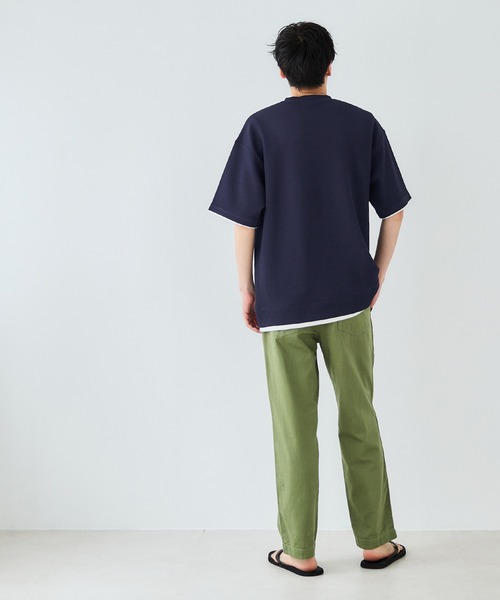 coca(coca)(コカ)の「メンズ エンボスレイヤード風Tシャツ(Tシャツ/カットソー・メンズ・アイボリー/ダークグリーン/ネイビー/ブラック・M/XL/L)」の17枚目の写真