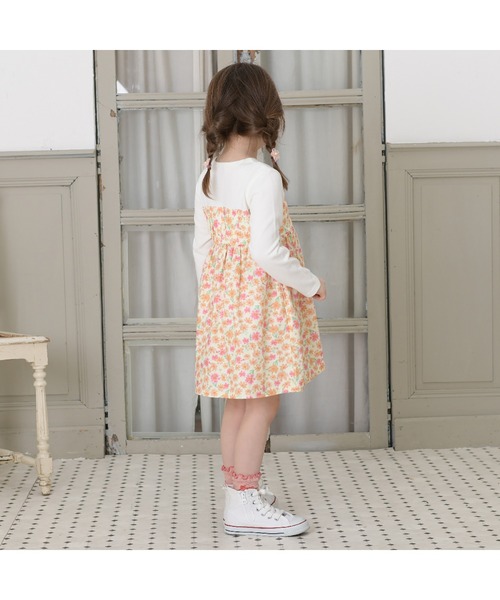 KP（ケーピー）の「コスモス柄レイヤード風長袖ワンピース(80～150)（ワンピース・キッズ・ブルー/オレンジ・90cm/100cm/120cm/130cm/140cm）」の10枚目の写真