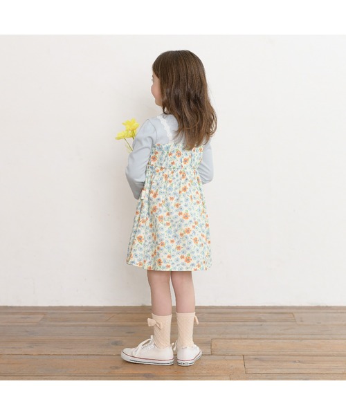 KP（ケーピー）の「コスモス柄レイヤード風長袖ワンピース(80～150)（ワンピース・キッズ・ブルー/オレンジ・90cm/100cm/120cm/130cm/140cm）」の8枚目の写真