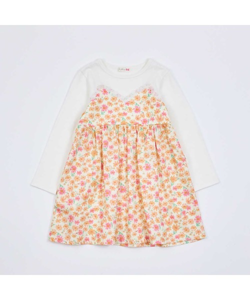 KP（ケーピー）の「コスモス柄レイヤード風長袖ワンピース(80～150)（ワンピース・キッズ・ブルー/オレンジ・90cm/100cm/120cm/130cm/140cm）」の13枚目の写真