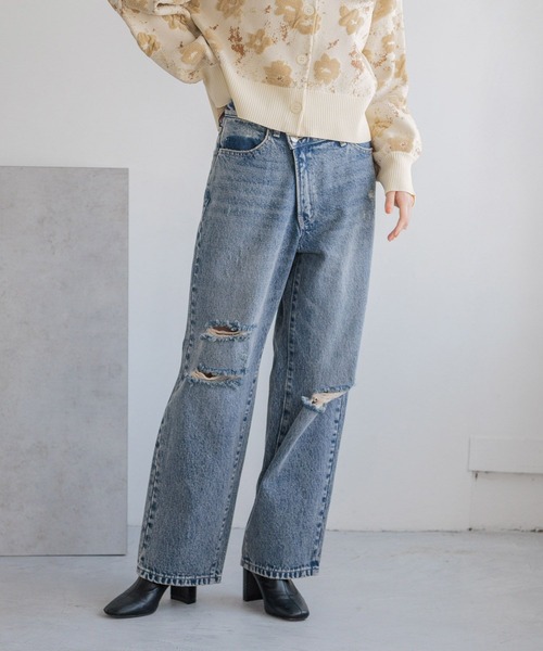 LOWRYS FARM（ローリーズファーム）の「ＣＯＮＥ／ワイドストレートパンツ　 131356（デニムパンツ・レディース・ブラック/ブルー系その他2/ブルー系その他/ブルー/インディゴブルー/ブラック系その他・S/M/L）」の14枚目の写真