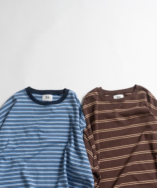WETTEMPT(ウィテンプト)の「DRAW CORD MULTI BORDER TEE / ドローコードマルチボーダーT(Tシャツ/カットソー・メンズ・ブラウン/ブルー・LARGE/MEDIUM/SMALL)」の21枚目の写真