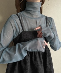 JUNOAH | リボン柄シアートップス(Tシャツ/カットソー)