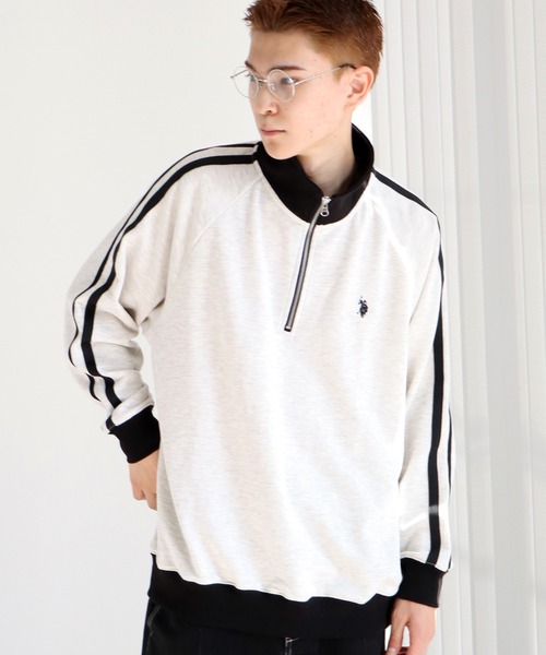 U.S. POLO ASSN.(ユーエスポロアッスン)の「【U.S. POLO ASSN./ユーエスポロアッスン】裏毛 ラインデザイン ハーフジップ ワンポイントプルオーバー(スウェット・メンズ・オートミール/ネイビー/ブラック/オフホワイト・L/M/LL)」の3枚目の写真