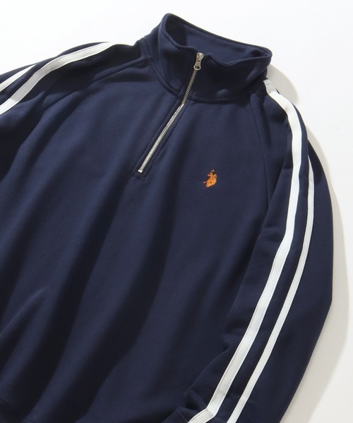 U.S. POLO ASSN.(ユーエスポロアッスン)の「【U.S. POLO ASSN./ユーエスポロアッスン】裏毛 ラインデザイン ハーフジップ ワンポイントプルオーバー(スウェット・メンズ・オートミール/ネイビー/ブラック/オフホワイト・L/M/LL)」の4枚目の写真