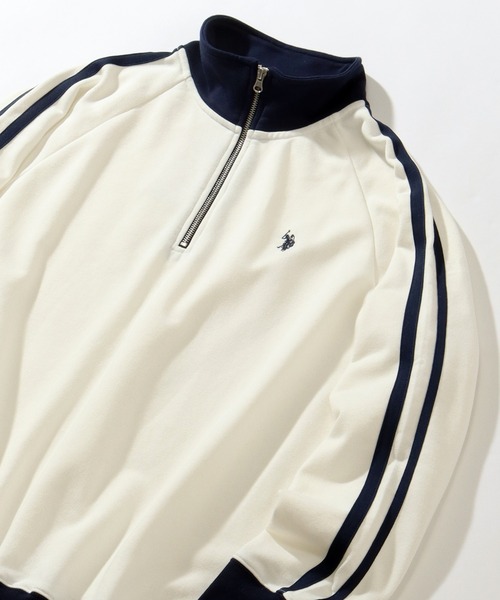 U.S. POLO ASSN.(ユーエスポロアッスン)の「【U.S. POLO ASSN./ユーエスポロアッスン】裏毛 ラインデザイン ハーフジップ ワンポイントプルオーバー(スウェット・メンズ・オートミール/ネイビー/ブラック/オフホワイト・L/M/LL)」の2枚目の写真
