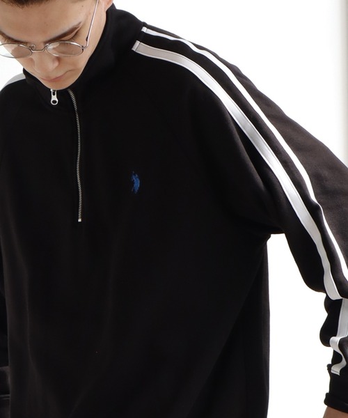 U.S. POLO ASSN.(ユーエスポロアッスン)の「【U.S. POLO ASSN./ユーエスポロアッスン】裏毛 ラインデザイン ハーフジップ ワンポイントプルオーバー(スウェット・メンズ・オートミール/ネイビー/ブラック/オフホワイト・L/M/LL)」の1枚目の写真