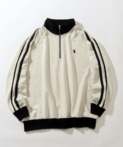 U.S. POLO ASSN.(ユーエスポロアッスン)の「【U.S. POLO ASSN./ユーエスポロアッスン】裏毛 ラインデザイン ハーフジップ ワンポイントプルオーバー(スウェット・メンズ・オートミール/ネイビー/ブラック/オフホワイト・L/M/LL)」の7枚目の写真