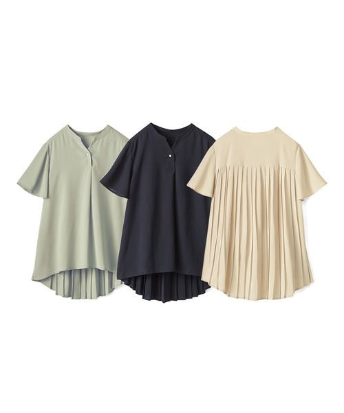 IEDIT（イディット）の「ＩＥＤＩＴ　後ろ姿も抜かりなし　接触冷感＆ＵＶカットがうれしい　軽やかバックプリーツトップス（シャツ/ブラウス・レディース・クリーム/ブラック/グリーン・MEDIUM/LARGE/X-LARGE/XX-LARGE/SMALL）」の7枚目の写真