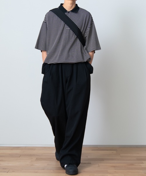 SINSS（シンス）の「Border polo shirt / ボーダーポロシャツ（半袖）（ポロシャツ・メンズ・ブラック/ホワイト・SMALL/MEDIUM/LARGE）」の12枚目の写真