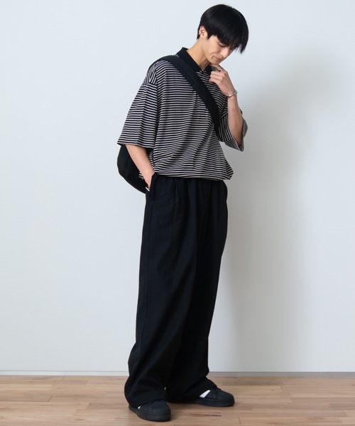 SINSS（シンス）の「Border polo shirt / ボーダーポロシャツ（半袖）（ポロシャツ・メンズ・ブラック/ホワイト・SMALL/MEDIUM/LARGE）」の13枚目の写真