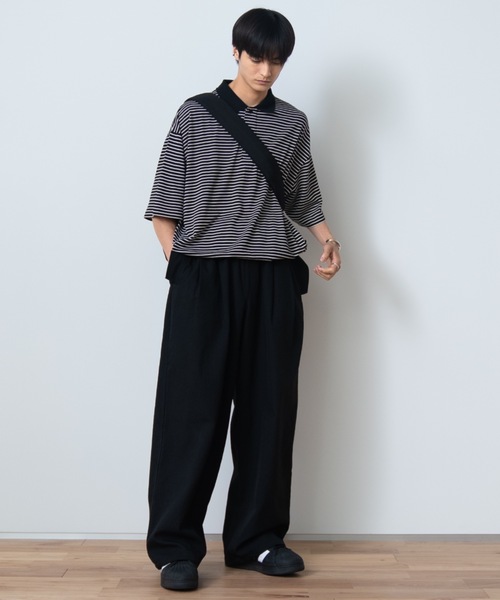 SINSS（シンス）の「Border polo shirt / ボーダーポロシャツ（半袖）（ポロシャツ・メンズ・ブラック/ホワイト・SMALL/MEDIUM/LARGE）」の16枚目の写真