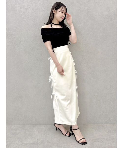 dazzlin(ダズリン)の「チョーカー付きオフショルドレープカットプルオーバー(Tシャツ/カットソー・レディース・ピンク/ブラック/チャコールグレー/オフホワイト・FREE)」の13枚目の写真