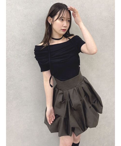 dazzlin(ダズリン)の「チョーカー付きオフショルドレープカットプルオーバー(Tシャツ/カットソー・レディース・ピンク/ブラック/チャコールグレー/オフホワイト・FREE)」の18枚目の写真