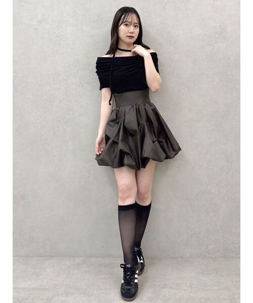 dazzlin(ダズリン)の「チョーカー付きオフショルドレープカットプルオーバー(Tシャツ/カットソー・レディース・ピンク/ブラック/チャコールグレー/オフホワイト・FREE)」の22枚目の写真