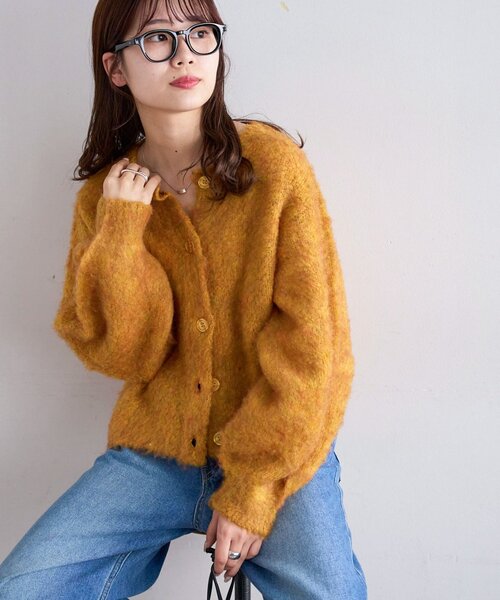 DISCOAT(ディスコート)の「【新色追加!/WEB限定】MIXブークレシャギーカーディガン(カーディガン/ボレロ・レディース・ピンク/ブルー/ライトベージュ/イエロー/ブラウン/グリーン/アイボリー/ブラック・MEDIUM)」の8枚目の写真