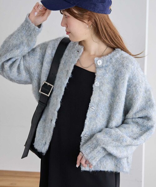 DISCOAT(ディスコート)の「【新色追加!/WEB限定】MIXブークレシャギーカーディガン(カーディガン/ボレロ・レディース・ピンク/ブルー/ライトベージュ/イエロー/ブラウン/グリーン/アイボリー/ブラック・MEDIUM)」の7枚目の写真