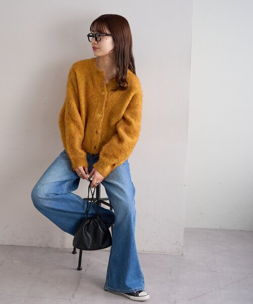 DISCOAT(ディスコート)の「【新色追加!/WEB限定】MIXブークレシャギーカーディガン(カーディガン/ボレロ・レディース・ピンク/ブルー/ライトベージュ/イエロー/ブラウン/グリーン/アイボリー/ブラック・MEDIUM)」の22枚目の写真