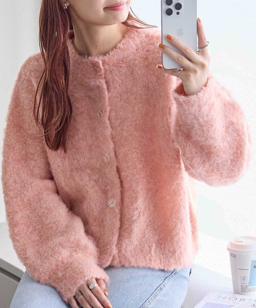 DISCOAT(ディスコート)の「【新色追加!/WEB限定】MIXブークレシャギーカーディガン(カーディガン/ボレロ・レディース・ピンク/ブルー/ライトベージュ/イエロー/ブラウン/グリーン/アイボリー/ブラック・MEDIUM)」の15枚目の写真