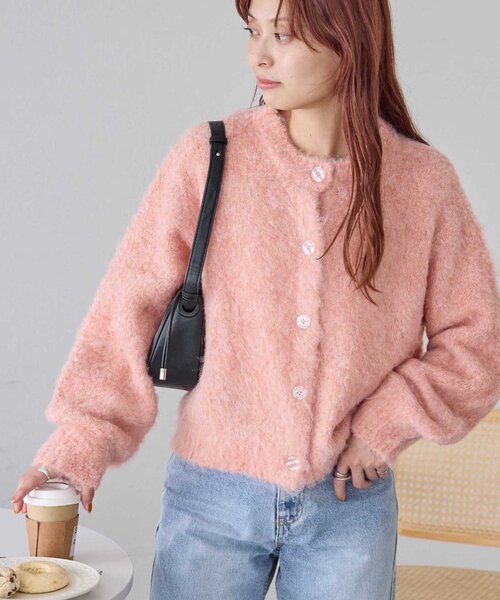 DISCOAT(ディスコート)の「【新色追加!/WEB限定】MIXブークレシャギーカーディガン(カーディガン/ボレロ・レディース・ピンク/ブルー/ライトベージュ/イエロー/ブラウン/グリーン/アイボリー/ブラック・MEDIUM)」の14枚目の写真