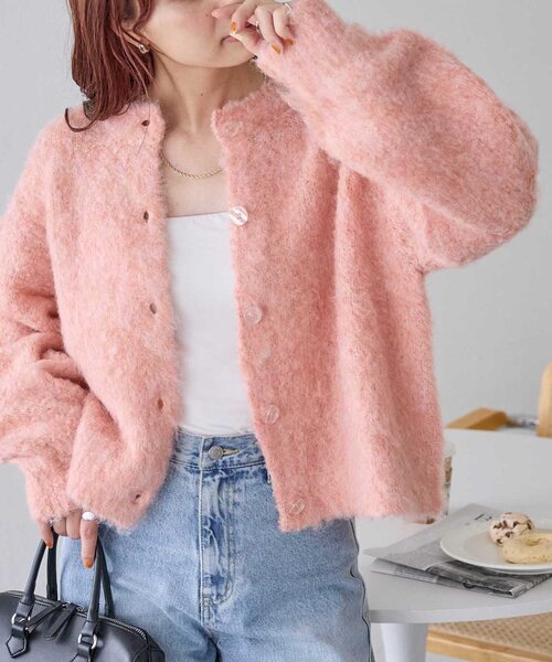 DISCOAT(ディスコート)の「【新色追加!/WEB限定】MIXブークレシャギーカーディガン(カーディガン/ボレロ・レディース・ピンク/ブルー/ライトベージュ/イエロー/ブラウン/グリーン/アイボリー/ブラック・MEDIUM)」の10枚目の写真