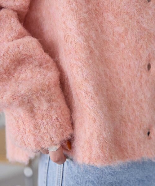 DISCOAT(ディスコート)の「【新色追加!/WEB限定】MIXブークレシャギーカーディガン(カーディガン/ボレロ・レディース・ピンク/ブルー/ライトベージュ/イエロー/ブラウン/グリーン/アイボリー/ブラック・MEDIUM)」の9枚目の写真