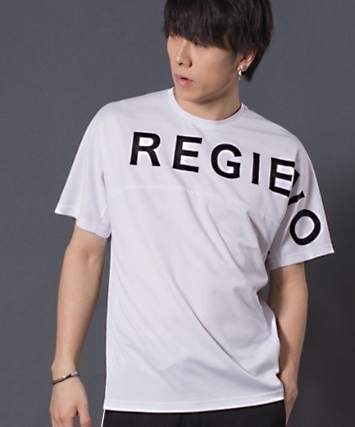 REGIEVO（レジエボ）の「REGIEVO メッシュスポーティーTシャツ　REGIEVOロゴ（Tシャツ/カットソー・メンズ・イエロー/ブラック/オフホワイト・LARGE/X-LARGE/MEDIUM）」の2枚目の写真