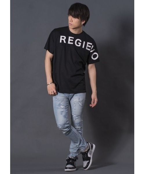 REGIEVO（レジエボ）の「REGIEVO メッシュスポーティーTシャツ　REGIEVOロゴ（Tシャツ/カットソー・メンズ・イエロー/ブラック/オフホワイト・LARGE/X-LARGE/MEDIUM）」の21枚目の写真