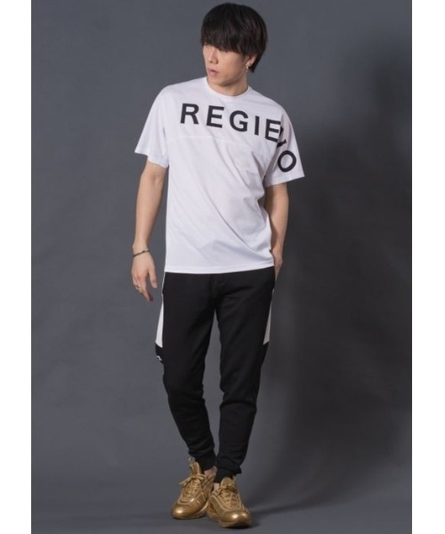 REGIEVO（レジエボ）の「REGIEVO メッシュスポーティーTシャツ　REGIEVOロゴ（Tシャツ/カットソー・メンズ・イエロー/ブラック/オフホワイト・LARGE/X-LARGE/MEDIUM）」の8枚目の写真