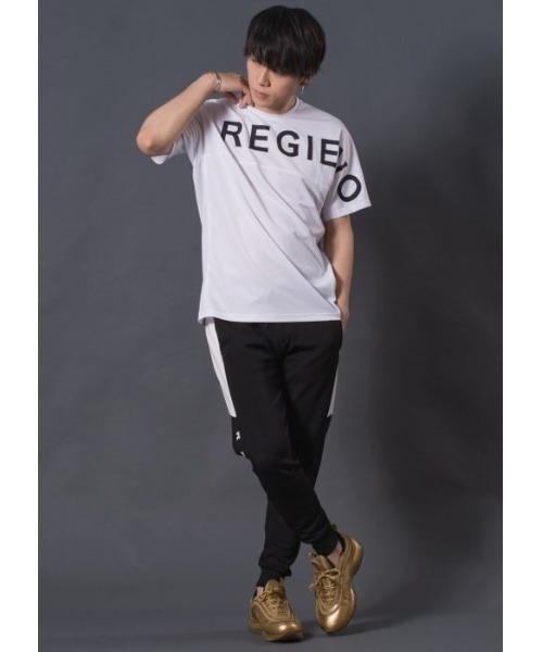 REGIEVO（レジエボ）の「REGIEVO メッシュスポーティーTシャツ　REGIEVOロゴ（Tシャツ/カットソー・メンズ・イエロー/ブラック/オフホワイト・LARGE/X-LARGE/MEDIUM）」の9枚目の写真
