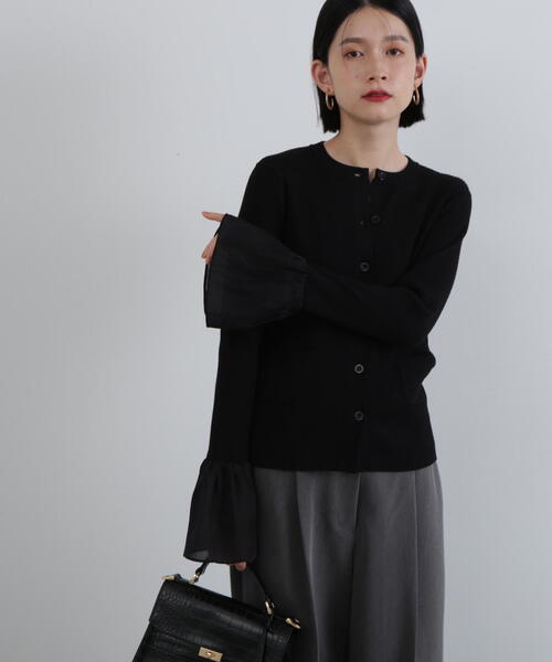 N.（N. Natural Beauty Basic）（エヌエヌナチュラルビューティーベーシック）の「◆ベルスリーブニットカーディガン（カーディガン/ボレロ・レディース・ブラック/グレー/ライトグリーン・MEDIUM）」の17枚目の写真