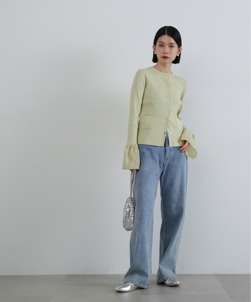 N.（N. Natural Beauty Basic）（エヌエヌナチュラルビューティーベーシック）の「◆ベルスリーブニットカーディガン（カーディガン/ボレロ・レディース・ブラック/グレー/ライトグリーン・MEDIUM）」の4枚目の写真