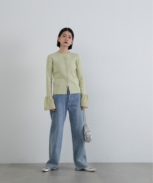 N.（N. Natural Beauty Basic）（エヌエヌナチュラルビューティーベーシック）の「◆ベルスリーブニットカーディガン（カーディガン/ボレロ・レディース・ブラック/グレー/ライトグリーン・MEDIUM）」の5枚目の写真