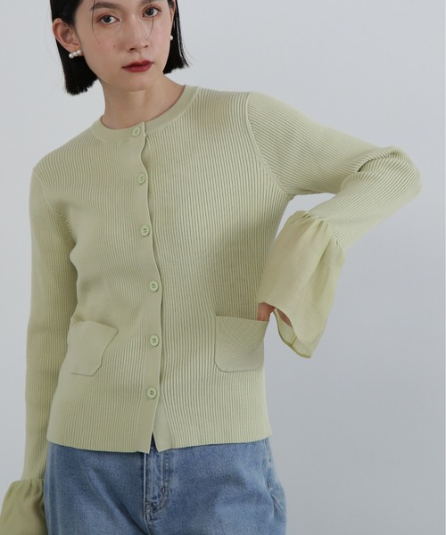 N.（N. Natural Beauty Basic）（エヌエヌナチュラルビューティーベーシック）の「◆ベルスリーブニットカーディガン（カーディガン/ボレロ・レディース・ブラック/グレー/ライトグリーン・MEDIUM）」の6枚目の写真