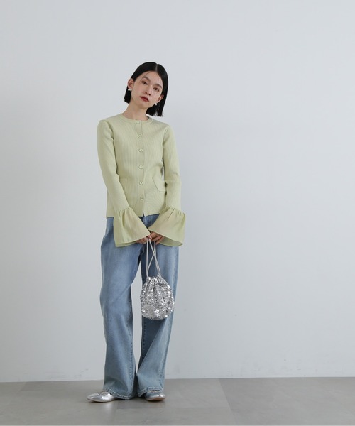 N.（N. Natural Beauty Basic）（エヌエヌナチュラルビューティーベーシック）の「◆ベルスリーブニットカーディガン（カーディガン/ボレロ・レディース・ブラック/グレー/ライトグリーン・MEDIUM）」の7枚目の写真