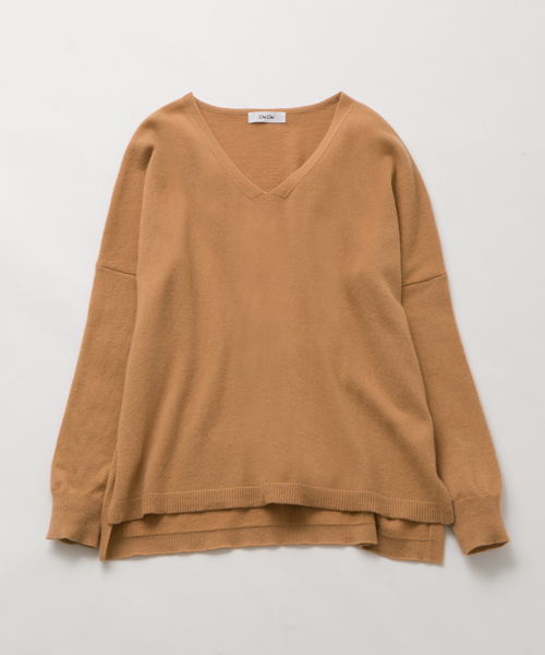 DouDou(ドゥドゥ)の「【DouDou】カシミア混Vネックプルオーバー(ニット/セーター・レディース・キャメル/グレー/ミント/ホワイト・FREE)」の4枚目の写真