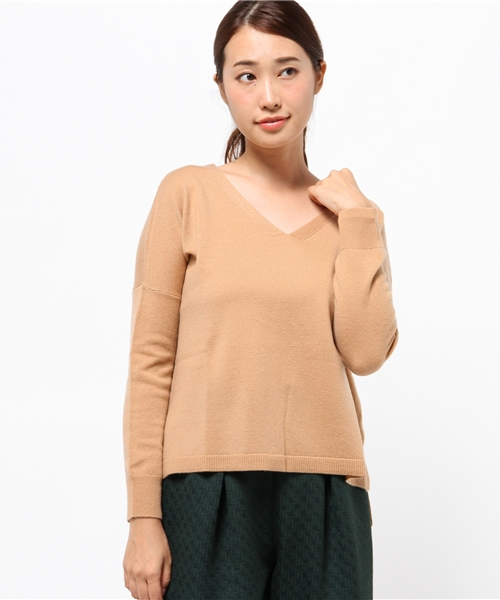 DouDou(ドゥドゥ)の「【DouDou】カシミア混Vネックプルオーバー(ニット/セーター・レディース・キャメル/グレー/ミント/ホワイト・FREE)」の14枚目の写真