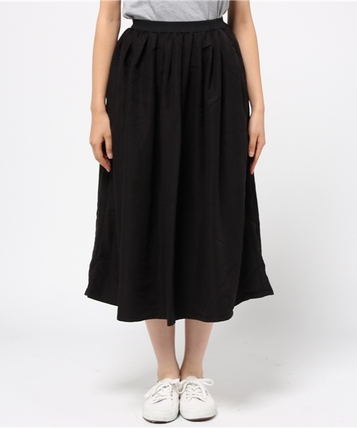 CIAOPANIC TYPY（チャオパニックティピー）の「【CIAOPANIC TYPY】微起毛ギャザースカート（スカート・レディース・ブラック/キャメル/オリーブ/ベージュ/ネイビー・FREE）」の6枚目の写真