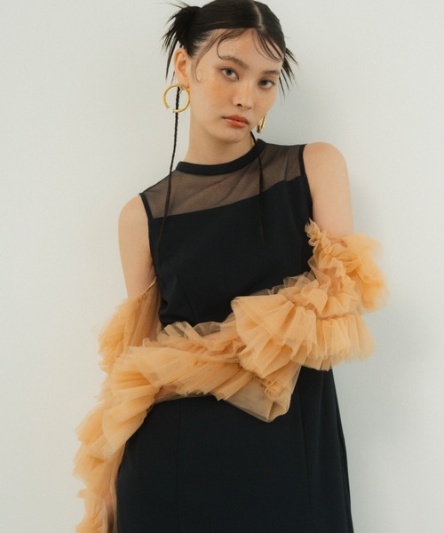 ANDRESD(アンドレスド)の「ディタッチドスリーブドレス / detached sleeve dress(ドレス・レディース・ブラック/グレー/ネイビー/グレイッシュベージュ/ベージュ×ブラック/ブラック×ホワイト/ブラック×シルバー・L/S/M)」の22枚目の写真