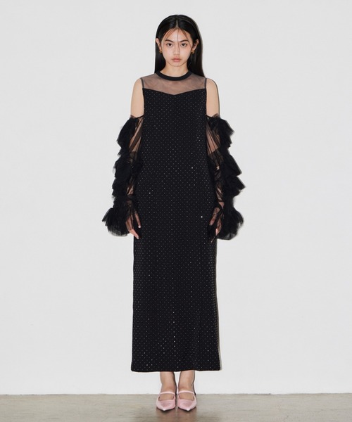 ANDRESD(アンドレスド)の「ディタッチドスリーブドレス / detached sleeve dress(ドレス・レディース・ブラック/グレー/ネイビー/グレイッシュベージュ/ベージュ×ブラック/ブラック×ホワイト/ブラック×シルバー・L/S/M)」の12枚目の写真