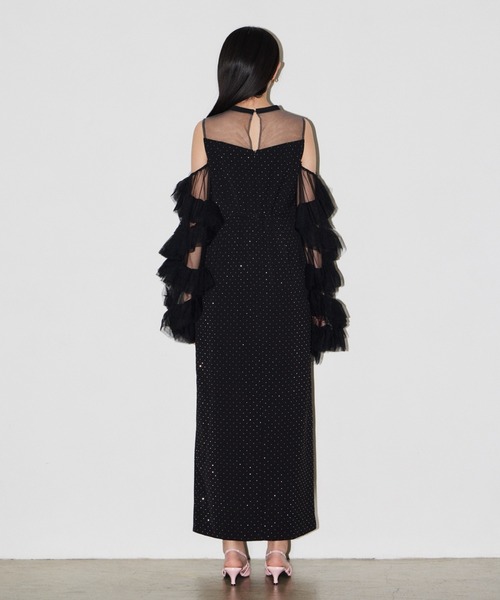 ANDRESD(アンドレスド)の「ディタッチドスリーブドレス / detached sleeve dress(ドレス・レディース・ブラック/グレー/ネイビー/グレイッシュベージュ/ベージュ×ブラック/ブラック×ホワイト/ブラック×シルバー・L/S/M)」の10枚目の写真