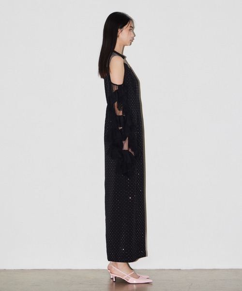 ANDRESD(アンドレスド)の「ディタッチドスリーブドレス / detached sleeve dress(ドレス・レディース・ブラック/グレー/ネイビー/グレイッシュベージュ/ベージュ×ブラック/ブラック×ホワイト/ブラック×シルバー・L/S/M)」の9枚目の写真