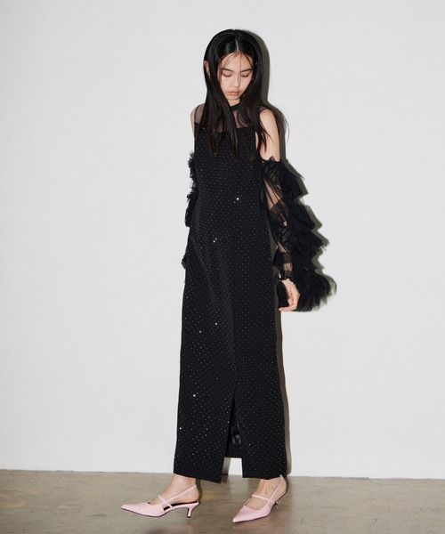 ANDRESD(アンドレスド)の「ディタッチドスリーブドレス / detached sleeve dress(ドレス・レディース・ブラック/グレー/ネイビー/グレイッシュベージュ/ベージュ×ブラック/ブラック×ホワイト/ブラック×シルバー・L/S/M)」の20枚目の写真