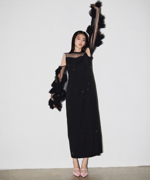 ANDRESD(アンドレスド)の「ディタッチドスリーブドレス / detached sleeve dress(ドレス・レディース・ブラック/グレー/ネイビー/グレイッシュベージュ/ベージュ×ブラック/ブラック×ホワイト/ブラック×シルバー・L/S/M)」の18枚目の写真