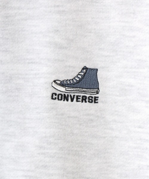 CONVERSE（コンバース）の「CONVERSE/コンバース 別注 オーバーサイズ 裏起毛 オールスター スニーカー ロゴ ワンポイント刺繍 スウェット ジップアップパーカー フーディー/レディース メンズ（パーカー・レディース・アッシュグレー/ブラック/グレー・LL/M/L）」の9枚目の写真