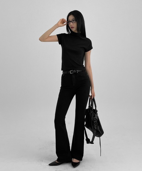 BLACKUP（ブラックアップ）の「[MADE]  ティピンハーフネックモーダルTシャツ（Tシャツ/カットソー・レディース・ダークブラウン/ブラック/ピンク・ONESIZE）」の5枚目の写真