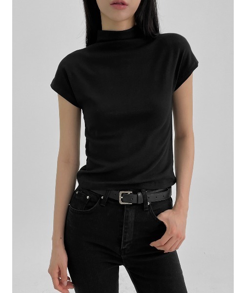 BLACKUP（ブラックアップ）の「[MADE]  ティピンハーフネックモーダルTシャツ（Tシャツ/カットソー・レディース・ダークブラウン/ブラック/ピンク・ONESIZE）」の8枚目の写真
