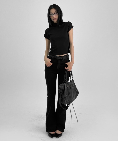 BLACKUP（ブラックアップ）の「[MADE]  ティピンハーフネックモーダルTシャツ（Tシャツ/カットソー・レディース・ダークブラウン/ブラック/ピンク・ONESIZE）」の6枚目の写真