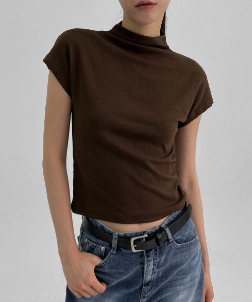 BLACKUP（ブラックアップ）の「[MADE]  ティピンハーフネックモーダルTシャツ（Tシャツ/カットソー・レディース・ダークブラウン/ブラック/ピンク・ONESIZE）」の13枚目の写真